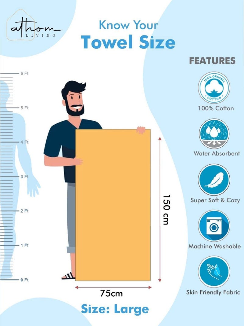Athom Trendz Athom Living Ecosaviour Premium Cotton Bath Towel Waffle Yellow (Pack of 4) - Image 5