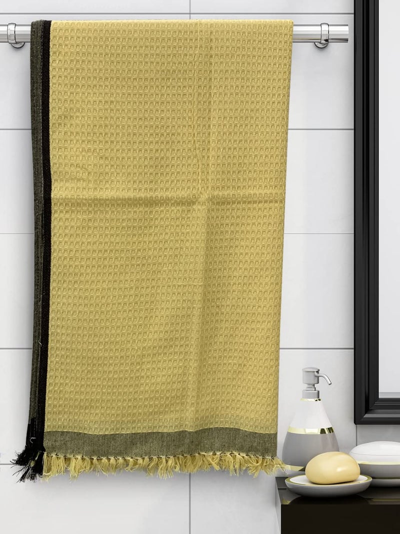 Athom Trendz Athom Living Ecosaviour Premium Cotton Bath Towel Waffle Yellow (Pack of 4) - Image 2