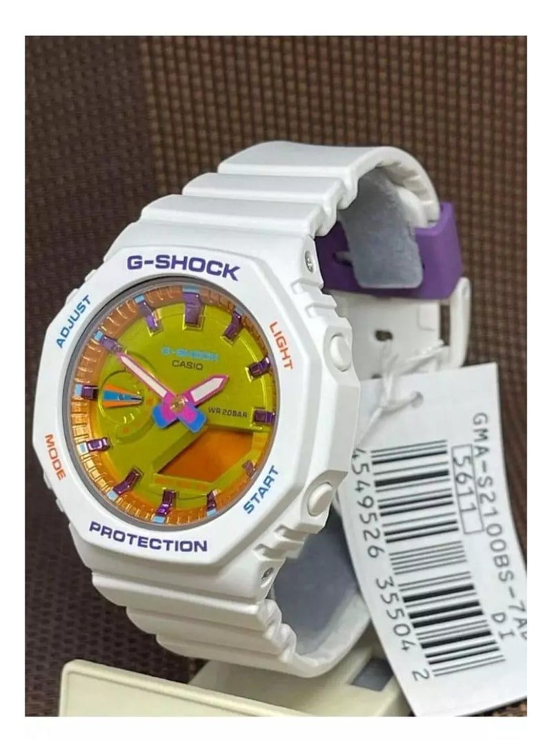 كاسيو ساعة كاسيو جي شوك بحزام راتنج أبيض للنساء GMA-S2100BS-7ADR - Image 2