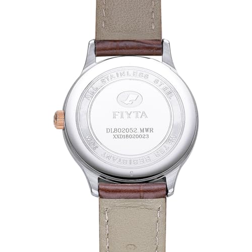 FIYTA Classic Series Watch Woman's Quartz Watch Date Display Female Casual Wrist Watch with Brown Leather Strap White dial - Image 3