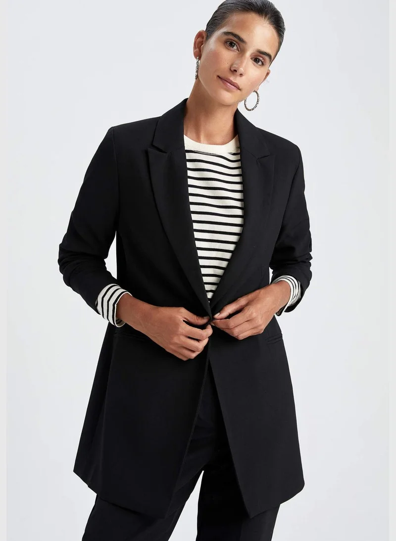 DeFacto Woman Long Jacket Long Sleeve Blazer