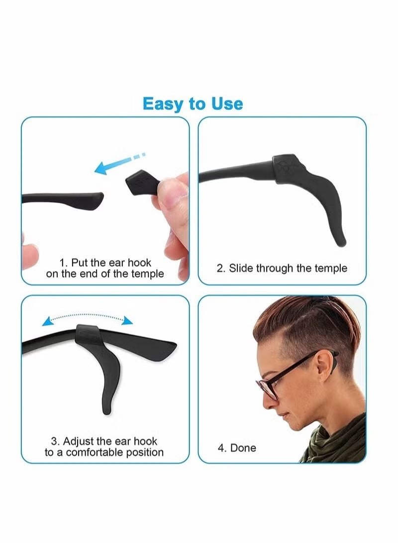 Eyeglass Ear Grip, Anti-Slip Eyeglass Holder, Premium Silicone Eyeglass Ear Hook, Eyeglass Temple Tips Sleeve Retainer for Reading Glasses, Sunglasses, Eyeglasses, 12 Pairs - Image 4