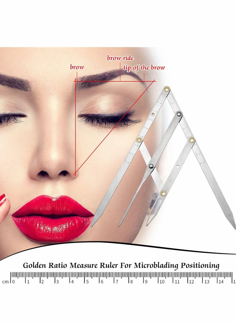 Captaintech Eyebrow Ruler, 2 PCS 3Point Positioning Ruler Golden Ratio Caliper Microblading Brow Measuring Tool Plastic for Student (Silver) - Image 2