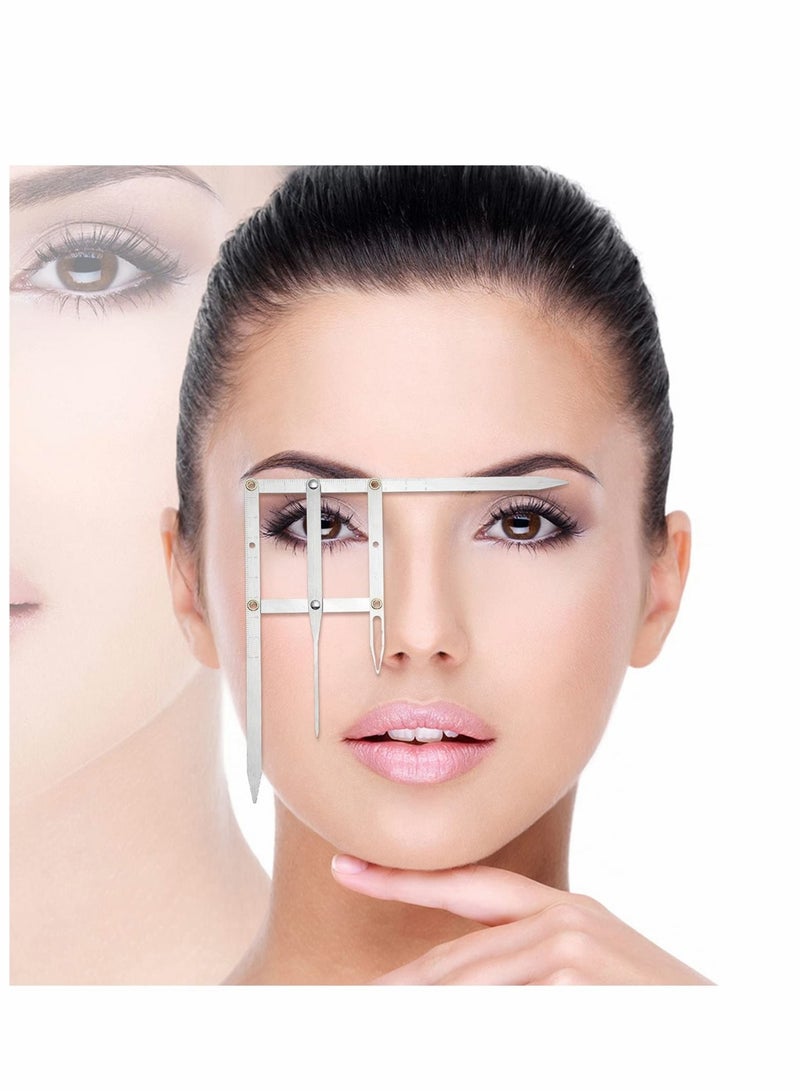 Captaintech Eyebrow Ruler, 2 PCS 3Point Positioning Ruler Golden Ratio Caliper Microblading Brow Measuring Tool Plastic for Student (Silver) - Image 4
