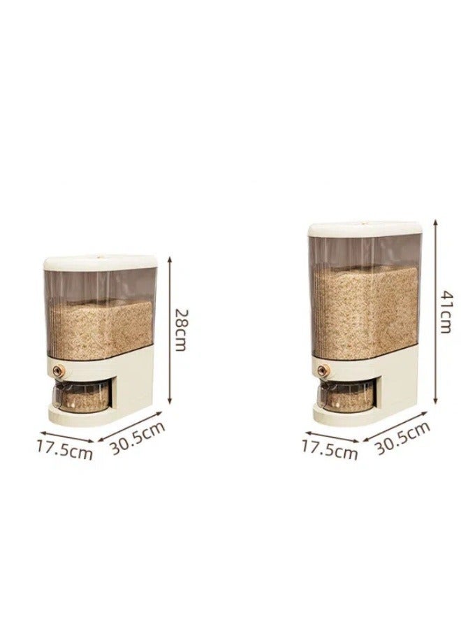 Multi-size rice dispenser with graduated rice storage box and measuring cups for kitchen countertops.  - Image 2