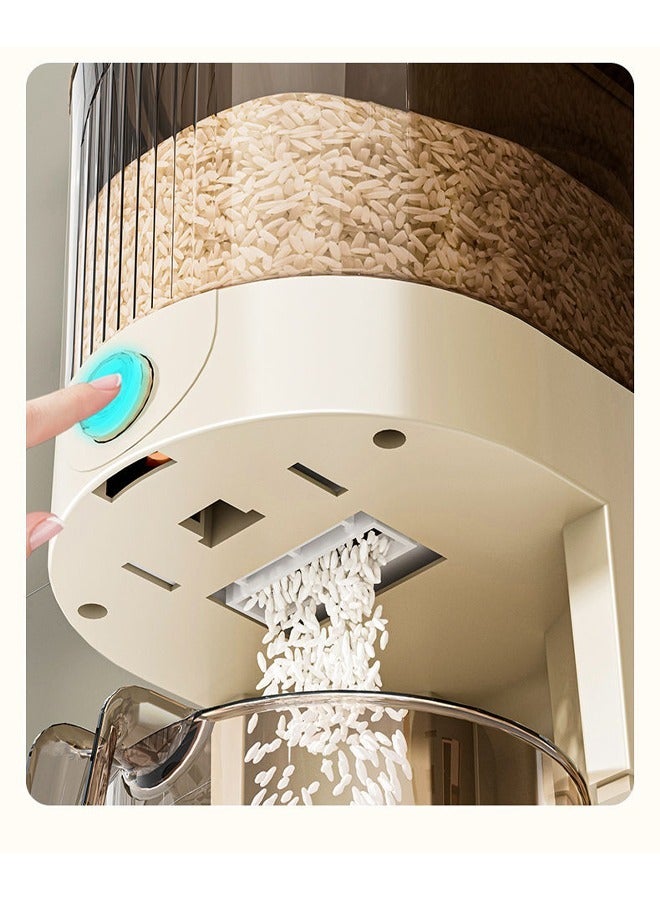 Multi-size rice dispenser with graduated rice storage box and measuring cups for kitchen countertops.  - Image 4