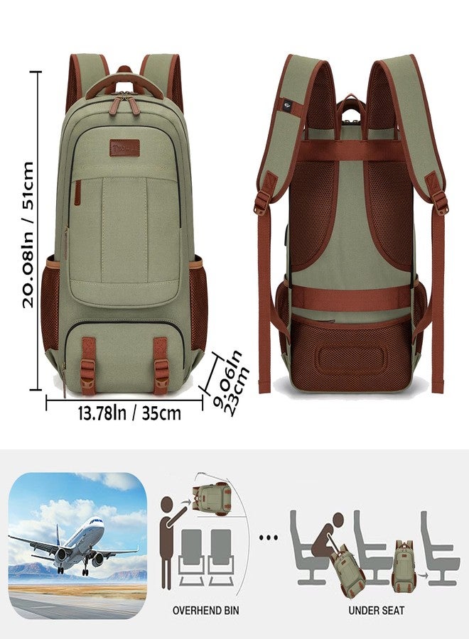 Tzowla Canvas Laptop Backpack, Bag for Men Women,School Travel College Work Rucksack Fits 15.6 Inch Laptop, Bookbag with USB Charging Port,Green - Image 3
