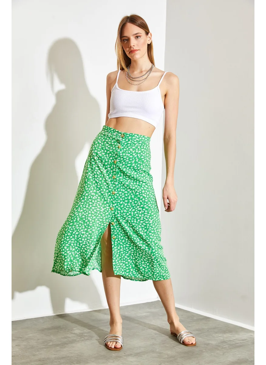 Shade Multi Patterned Buttoned Viscose Skirt