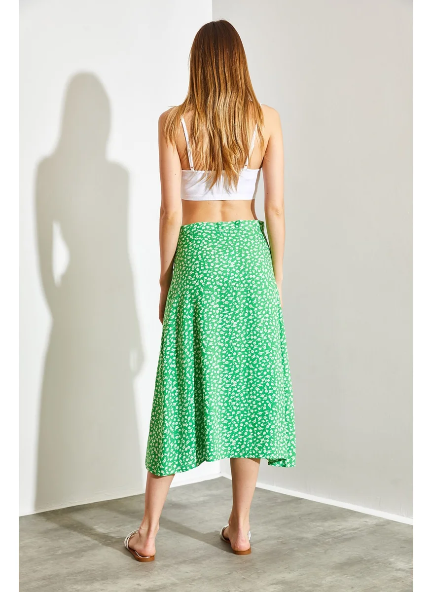 Shade Multi Patterned Buttoned Viscose Skirt