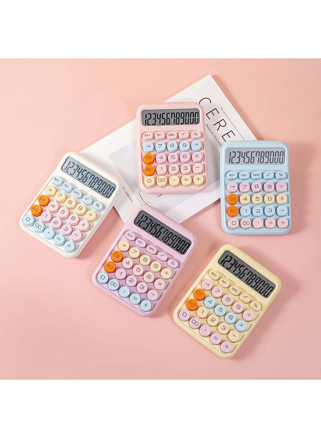 Generic Mechanical Calculator 12 Digit Large LCD Display Big Round Button Cute Candy Colored Calculator Suitable for Office School Home for Kids Students Accountant - White  - Image 5