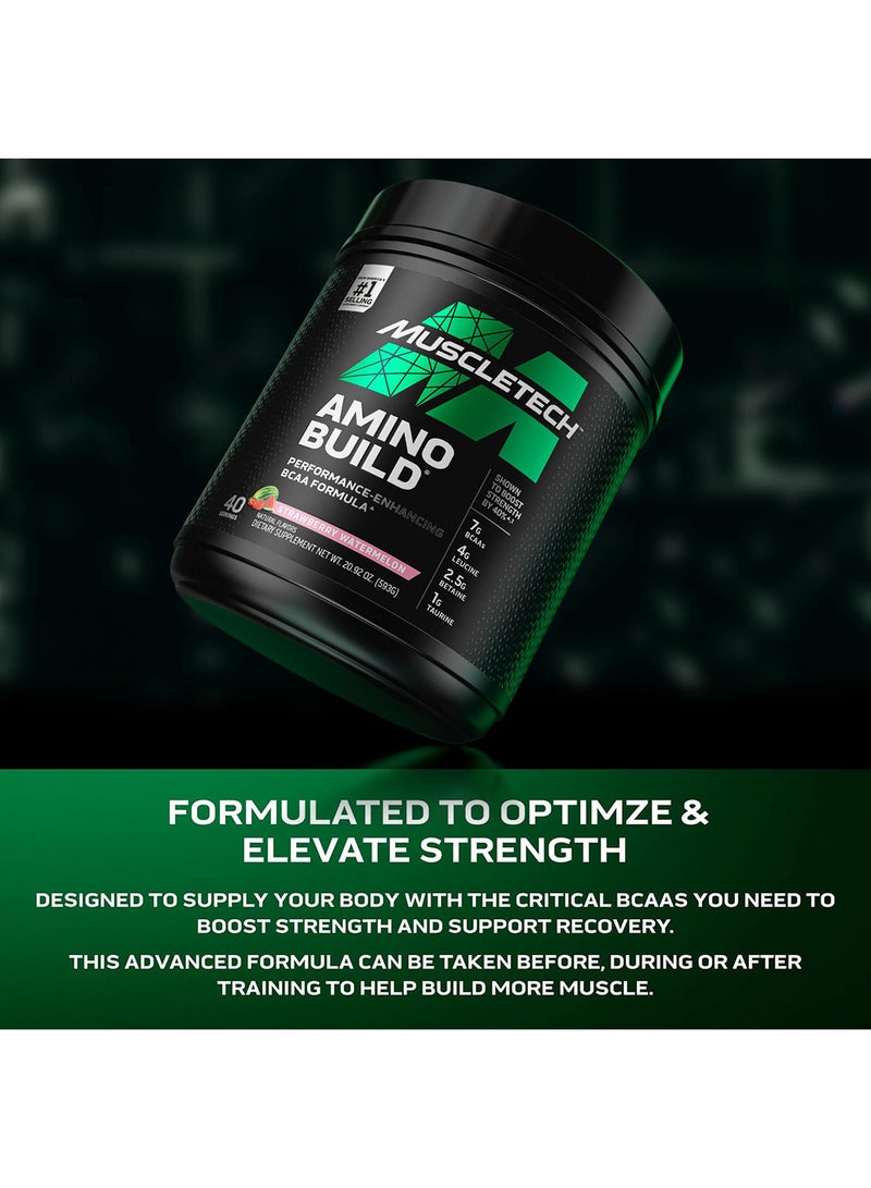 MuscleTech Amino Build Performance-Enhancing BCAAs Formula - Shown To Boost Strength By 40, 7G BCAAs, 4G Leucine, 2.5G Betadine, 1G Taurine, 40 Servings, Strawberry Watermelon Natural Flavors, Dietary Supplement, Net Wt. 20.92 Oz. (593G) - Image 4