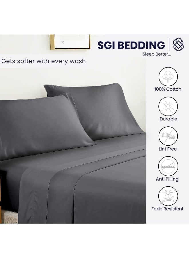 SGI bedding Queen Size Sheet 1000 Thread Count 100% Egyptian Cotton Bed Sheets, Dark Grey Solid Sateen Weave for Soft & Silky Feel Long Staple Cotton Deep Pocket up to 15-inch Mattress  - Image 3