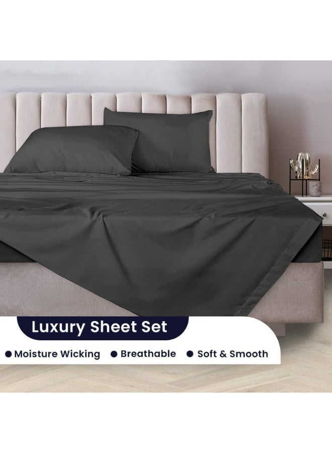 SGI bedding Queen Size Sheet 1000 Thread Count 100% Egyptian Cotton Bed Sheets, Dark Grey Solid Sateen Weave for Soft & Silky Feel Long Staple Cotton Deep Pocket up to 15-inch Mattress  - Image 4