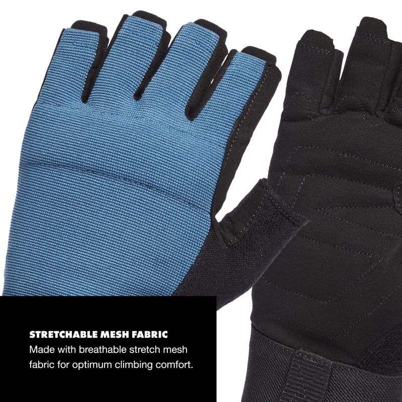 BLACK DIAMOND Men's Crag Half-Finger Gloves | Breathable Stretch Mesh | Synthetic Leather Palm | Lightweight Protection for Belaying & Via Ferrata | Astral Blue | Large - Image 2