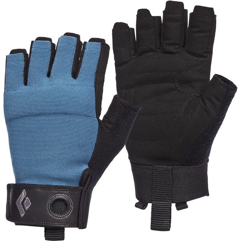 BLACK DIAMOND Men's Crag Half-Finger Gloves | Breathable Stretch Mesh | Synthetic Leather Palm | Lightweight Protection for Belaying & Via Ferrata | Astral Blue | Large - Image 1
