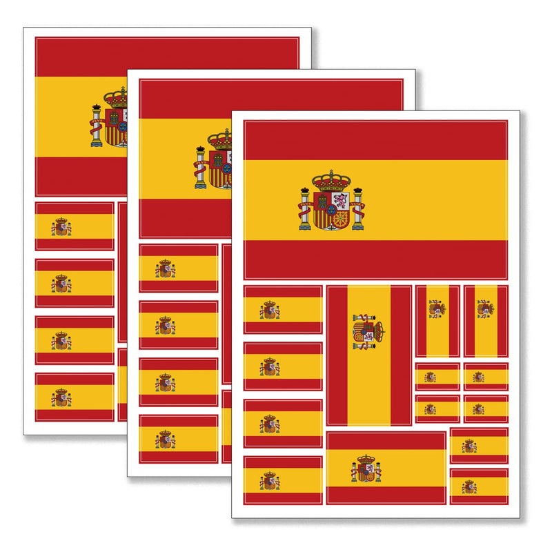 QQSD Spain Flag Sticker Spanish Decal in Multiple Sizes 3 Pack 117 x 83 Inches