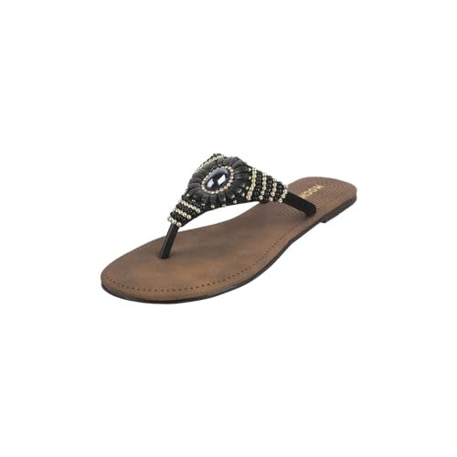 Mochi Women Black Embellished Glamour Comfortable Casual Slippers UK/5 EU/38 (32-827) - Image 1