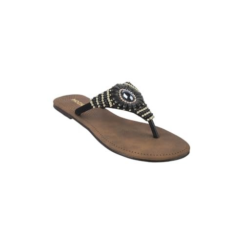 Mochi Women Black Embellished Glamour Comfortable Casual Slippers UK/5 EU/38 (32-827) - Image 3