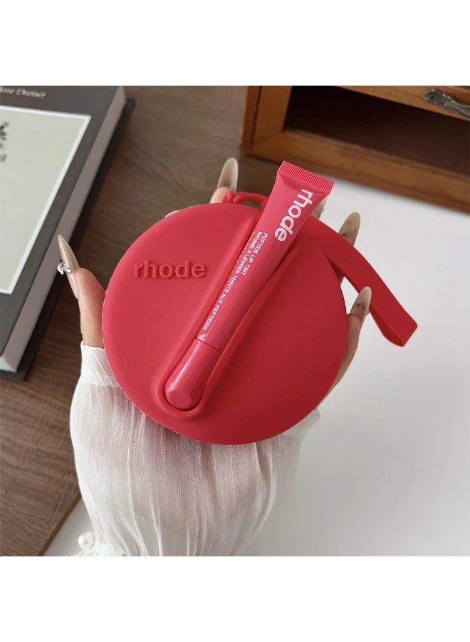 rhode Lipstick Holder Bag Coin Purse Lip Glaze Organizer Storage Bag Toast Ribbon (RED)  - Image 1