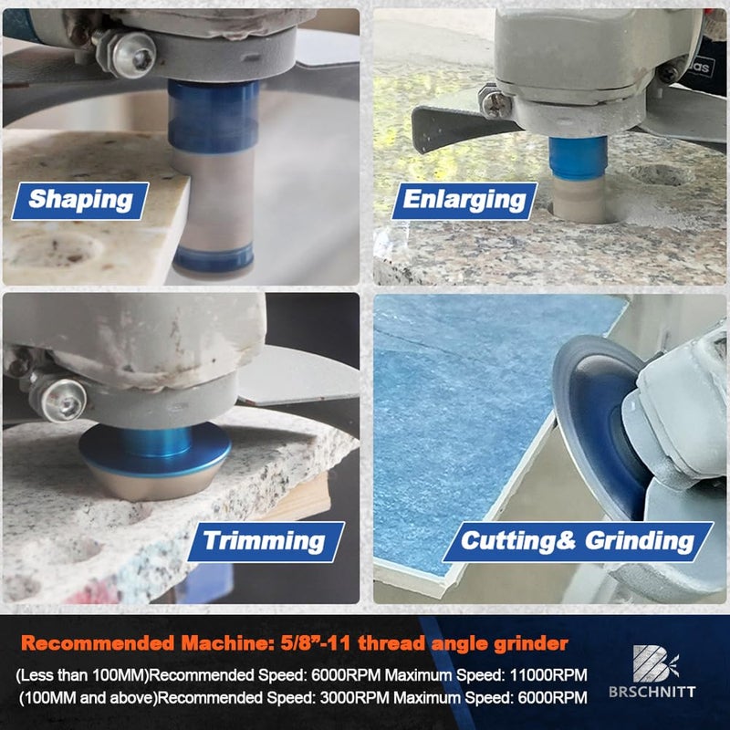 BRSCHNITT Tile Hole Saw Kit - BRSCHNITT Diamond Core Drill Bit 1/4" 5/16" 3/8" 1-3/8"2" 2-1/2"& 3/8" 1" Finger Bit & 2" Chamfer Bit for Porcelain Tile Ceramic Marble Granite & Diamond Blade - Image 2