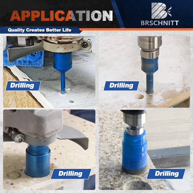 BRSCHNITT Tile Hole Saw Kit - BRSCHNITT Diamond Core Drill Bit 1/4" 5/16" 3/8" 1-3/8"2" 2-1/2"& 3/8" 1" Finger Bit & 2" Chamfer Bit for Porcelain Tile Ceramic Marble Granite & Diamond Blade - Image 3