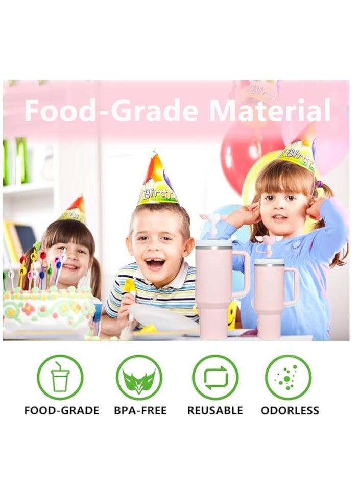 Mmmon - 4Pcs Love Wings Straw Covers Cap Toppers Compatible with Stanley 30/40 oz Tumbler Cups,Reusable Cute Silicone Straw Tips Lids Protectors for Stanley Cups Straws Accessories - Image 1