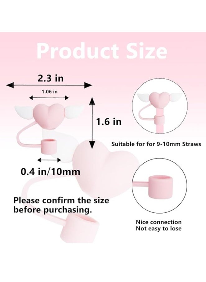 Mmmon - 4Pcs Love Wings Straw Covers Cap Toppers Compatible with Stanley 30/40 oz Tumbler Cups,Reusable Cute Silicone Straw Tips Lids Protectors for Stanley Cups Straws Accessories - Image 1