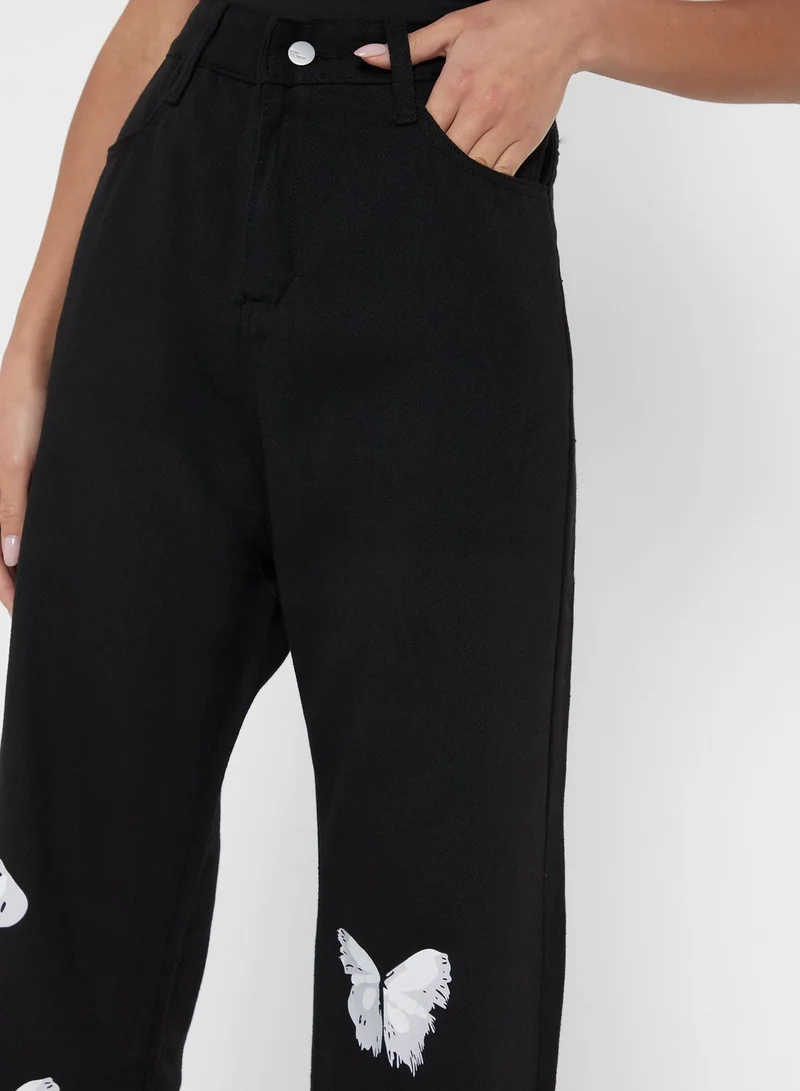 Ginger Highwaist Butterfly Print Jeans