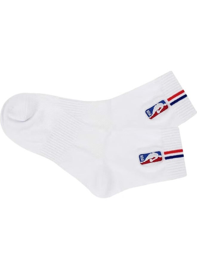 NBA Men'S Fashion Casual Sports Socks Four Seasons Mesh Breathable Sweat-Absorbent Cotton Socks Embroidered Mid-Tube Basketball Socks 5 Pairs - Image 3