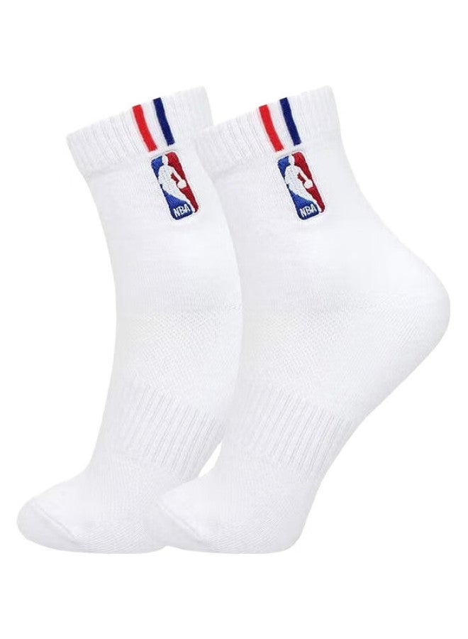 NBA Men'S Fashion Casual Sports Socks Four Seasons Mesh Breathable Sweat-Absorbent Cotton Socks Embroidered Mid-Tube Basketball Socks 5 Pairs - Image 2
