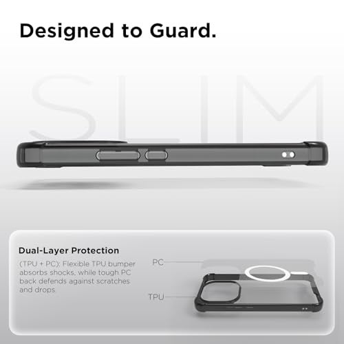 RIGGEAR Shockproof Clear Hybrid Airbag Armor Magnetic Back Cover Case Compatible with MagSafe Accessories for iQOO 15 5G (Clear-Black TPU Bumper + Transparent PC)(White MagRing) - Image 5