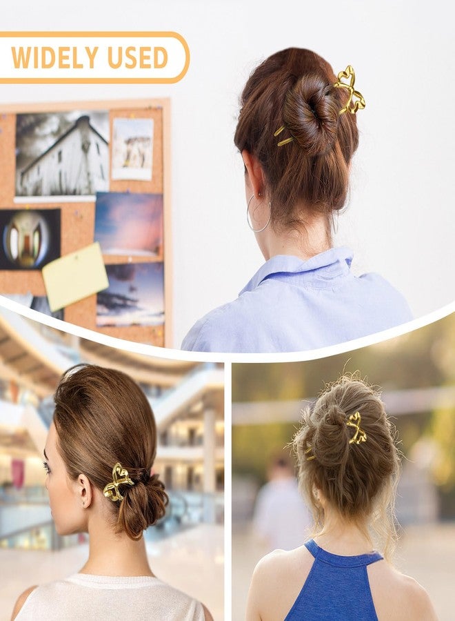 Yitexin 3 Pieces Bow Shape French Twist Hair Pin, Vintage Metal French Hairpin, U Shaped 2 Prong Hair Forks Sticks for Women Girls Bun Updo Hairstyle Accessories (Gold) - Image 5