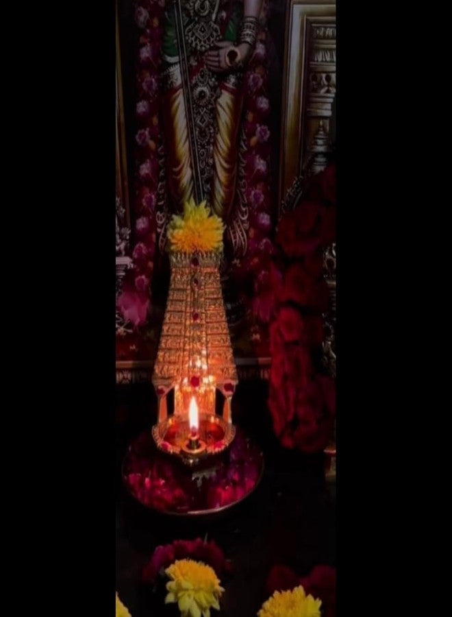 MOONPLUS Brass Thiruchendur Temple Lord Murugan Tower Diya | Tiruchendur Arulmigu Subramaniya Swamy Thirukovil | Karthikeyan Gopuram Vilakku | Senthilandavar Kovil Vizhakku - Image 3