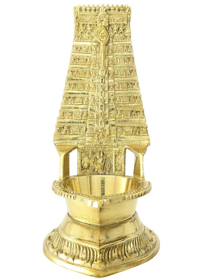 MOONPLUS Brass Thiruchendur Temple Lord Murugan Tower Diya | Tiruchendur Arulmigu Subramaniya Swamy Thirukovil | Karthikeyan Gopuram Vilakku | Senthilandavar Kovil Vizhakku - Image 1