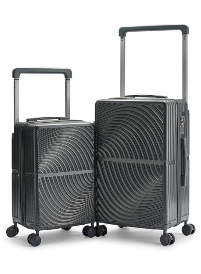 ليمرا طقم شنط سفر من ليمرا مصنوع من مادة البولي كربونات مكون من 2 حقيبة أمتعة مقاس 24"-20" بوصة لون رمادي غامق - Image 1