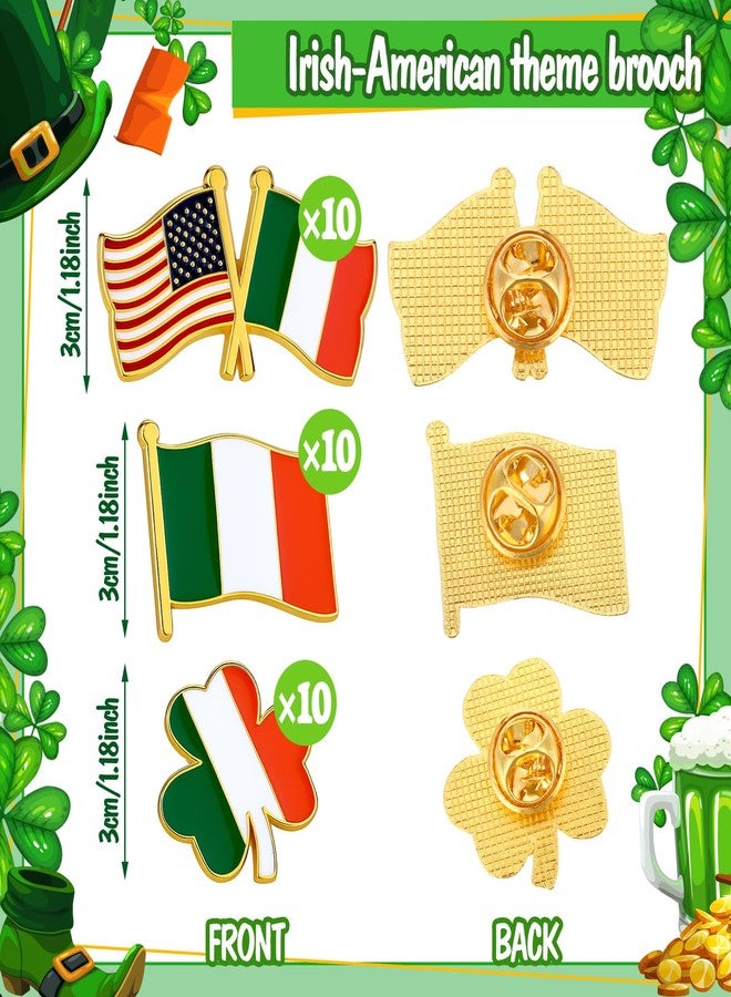 تونديامو دبوس طية صدر السترة من تونديمو أيرلندا، دبابيس النفل الأيرلندي، دبابيس صداقة ليوم القديس باتريك، علم أيرلندي مزدوج وطني، نفل أيرلندي، دبوس طية صدر السترة بعلم يرفرف، هدايا تذكارية معدنية للرجال والنساء (15 قطعة) - Image 2