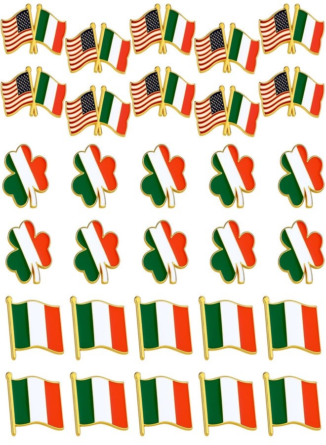 تونديامو دبوس طية صدر السترة من تونديمو أيرلندا، دبابيس النفل الأيرلندي، دبابيس صداقة ليوم القديس باتريك، علم أيرلندي مزدوج وطني، نفل أيرلندي، دبوس طية صدر السترة بعلم يرفرف، هدايا تذكارية معدنية للرجال والنساء (15 قطعة) - Image 1