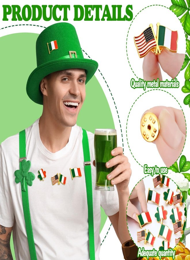 تونديامو دبوس طية صدر السترة من تونديمو أيرلندا، دبابيس النفل الأيرلندي، دبابيس صداقة ليوم القديس باتريك، علم أيرلندي مزدوج وطني، نفل أيرلندي، دبوس طية صدر السترة بعلم يرفرف، هدايا تذكارية معدنية للرجال والنساء (15 قطعة) - Image 3