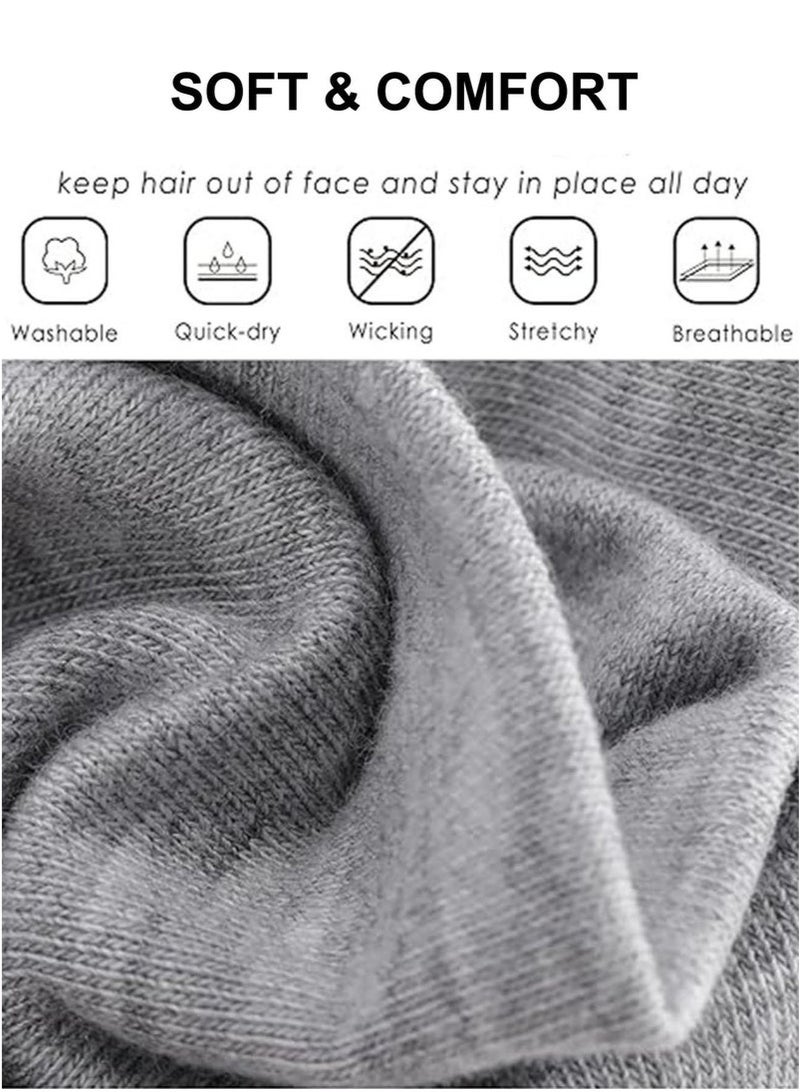 Generic 6 Pieces Headbands, Non Slip Soft Cotton Sport Elastic Hairbands for Men and Women, Thin Summer Headband, Soft Cotton Hair Bands for Yoga, Workout, Running, Cycling (Black, Gray, White)  - Image 4