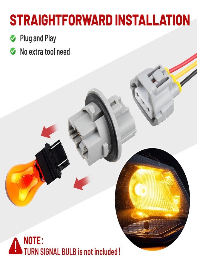 RED WOLF 90075-60060 Front Trun Signal Light Socket with 3 Pin Wire Pigtail Fit for 2005-2015 Toyota Tacoma RAV4 Camry 4Runner Highlander Tundra Front Turn Light Bulb Lamp Connector 2 PC Pure Copper - Image 4
