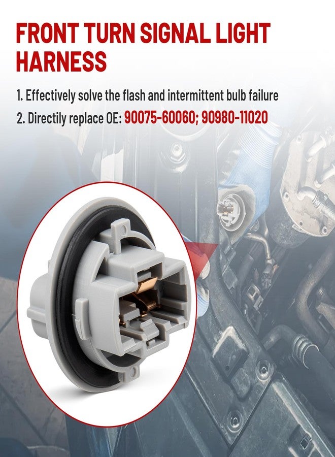 RED WOLF 90075-60060 Front Trun Signal Light Socket with 3 Pin Wire Pigtail Fit for 2005-2015 Toyota Tacoma RAV4 Camry 4Runner Highlander Tundra Front Turn Light Bulb Lamp Connector 2 PC Pure Copper - Image 2