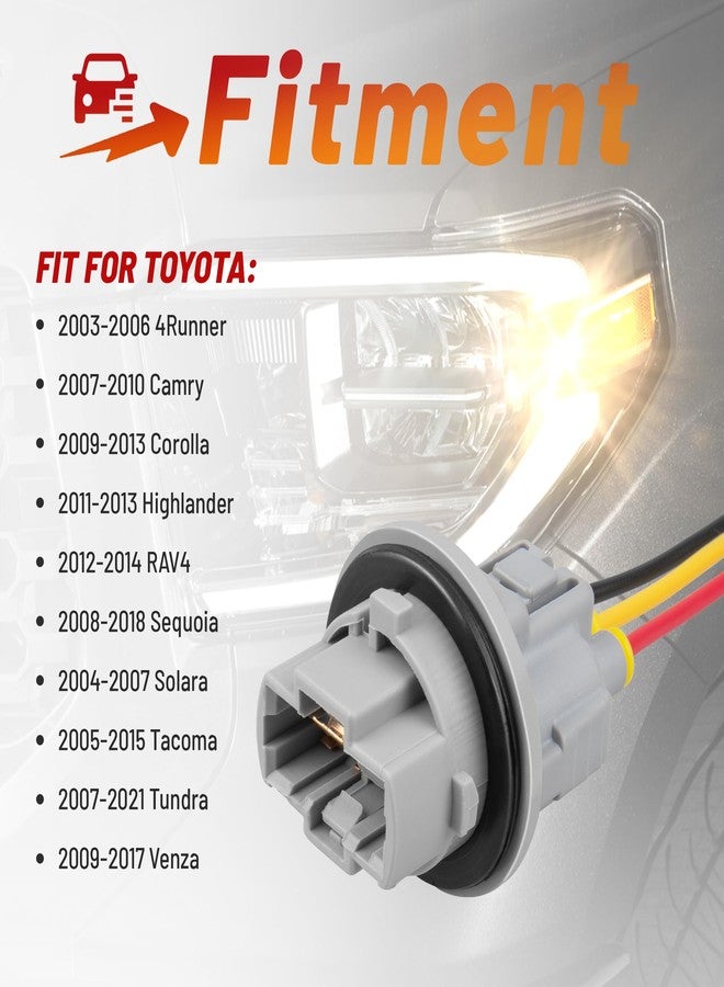 RED WOLF 90075-60060 Front Trun Signal Light Socket with 3 Pin Wire Pigtail Fit for 2005-2015 Toyota Tacoma RAV4 Camry 4Runner Highlander Tundra Front Turn Light Bulb Lamp Connector 2 PC Pure Copper - Image 3