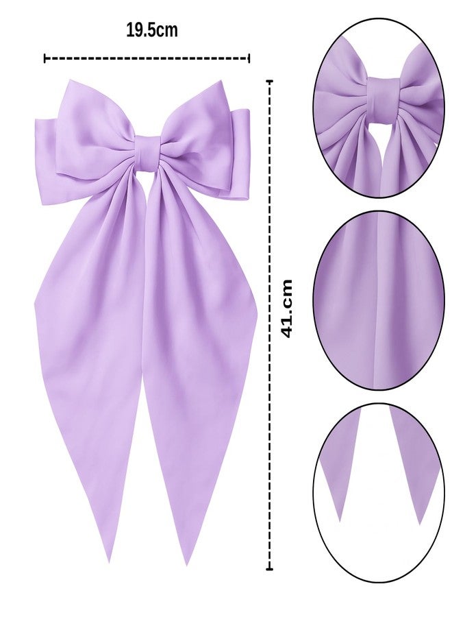 RedChimes 2 Pcs Large Ribbon Hair Bow Clips with Long Tail Bowknot Barrettes Featuring Durable Satin Ribbon and Metal Clips Stylish Hair Accessories for Women, Girls, and Teens (Yellow & Purple) - Image 2