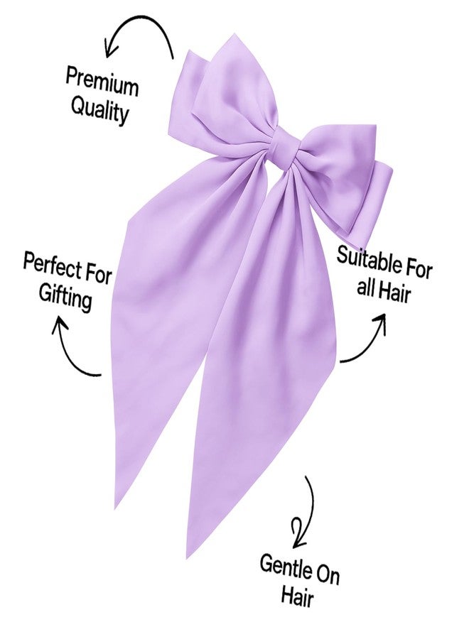 RedChimes 2 Pcs Large Ribbon Hair Bow Clips with Long Tail Bowknot Barrettes Featuring Durable Satin Ribbon and Metal Clips Stylish Hair Accessories for Women, Girls, and Teens (Yellow & Purple) - Image 4