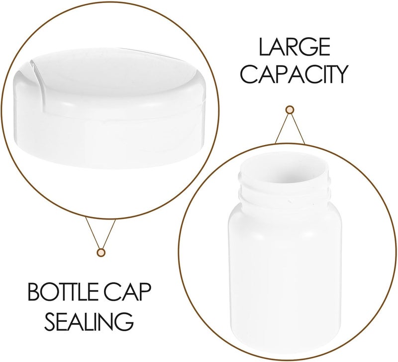 5pcs 80cc White Pill Bottles with Tight Lids, Small Medicine Vials for Capsules, Powder, and Tablets, Travel-Friendly Pill Organizers for Daily Medication Storage - Image 3