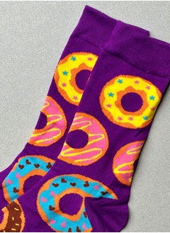 The Socks Hype 2 Pairs Multicolor Donut Socks for Women and Men | Funny Cotton Soft Crew Socks | Casual Crazy Colorful Patterned Novelty Socks for Everyday Wear | Unisex 35-42  - Image 4