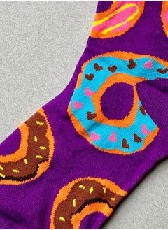 The Socks Hype 2 Pairs Multicolor Donut Socks for Women and Men | Funny Cotton Soft Crew Socks | Casual Crazy Colorful Patterned Novelty Socks for Everyday Wear | Unisex 35-42  - Image 3
