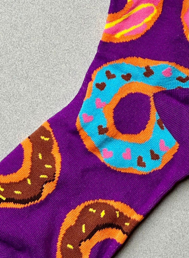 The Socks Hype 2 Pairs Multicolor Donut Socks for Women and Men | Funny Cotton Soft Crew Socks | Casual Crazy Colorful Patterned Novelty Socks for Everyday Wear | Unisex 35-42 - Image 3