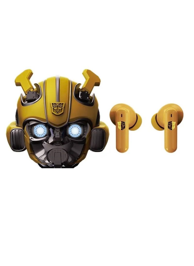 TRANSFORMERS Bluetooth Earphone, Comfortable Wireless Mechanical Shaped Headset, High Bass Zinc Alloy Stylish Headphones, Lightweight In Ear Earbuds For Listening Music Gaming, (1pc, Yellow)  - Image 1