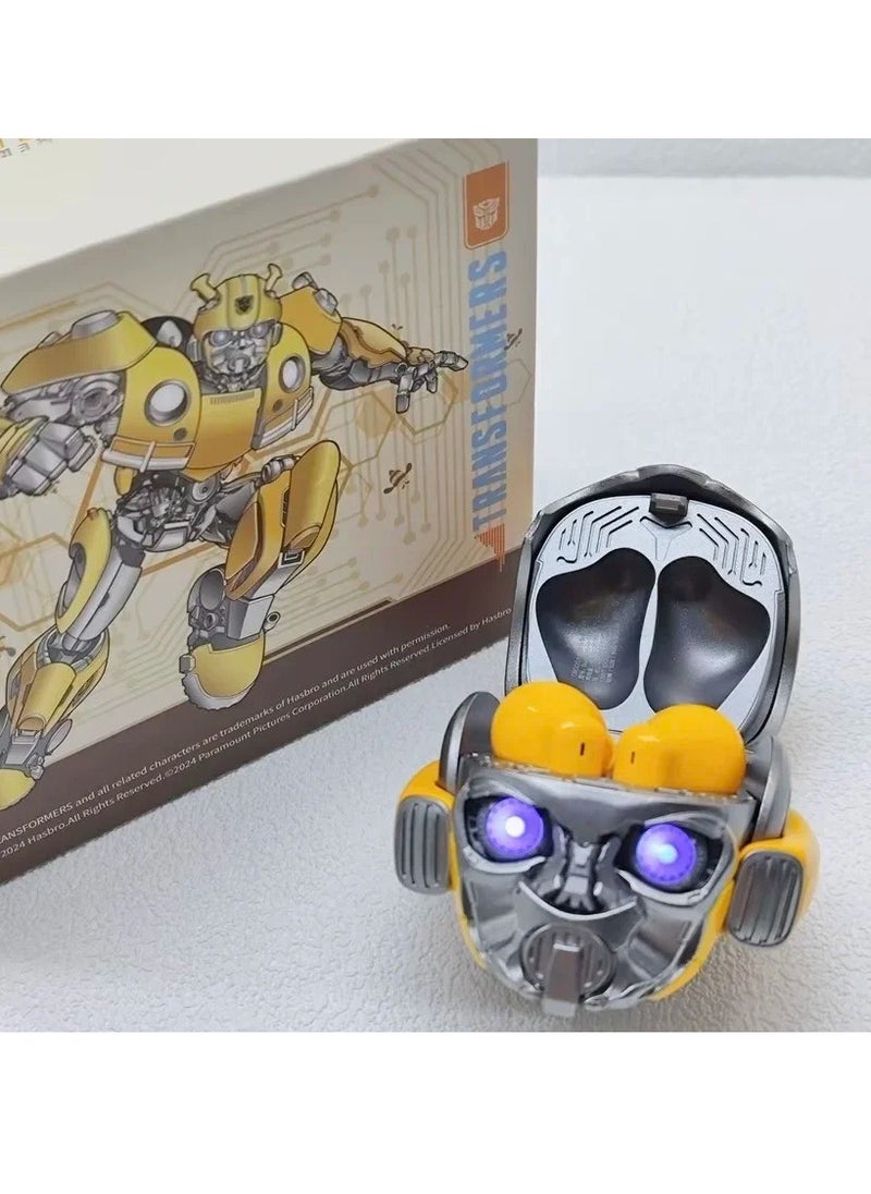 TRANSFORMERS Bluetooth Earphone, Comfortable Wireless Mechanical Shaped Headset, High Bass Zinc Alloy Stylish Headphones, Lightweight In Ear Earbuds For Listening Music Gaming, (1pc, Yellow)  - Image 4
